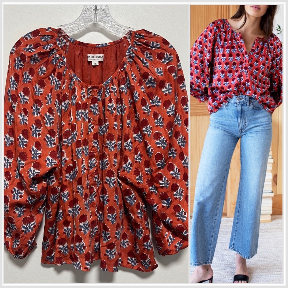 Emerson Fry Burgundy Floral Blouse